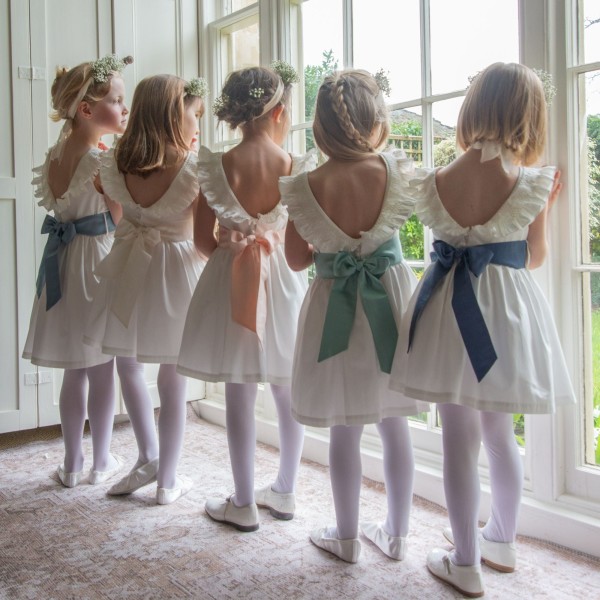 Grace Dress with Pearl Hand Smocking and Silk Sash Grace Dress with Pearl Hand Smocking and Silk Sash