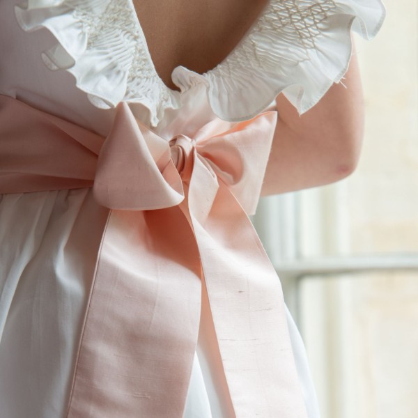 Grace Dress with Pearl Hand Smocking and Silk Sash Grace Dress with Pearl Hand Smocking and Silk Sash