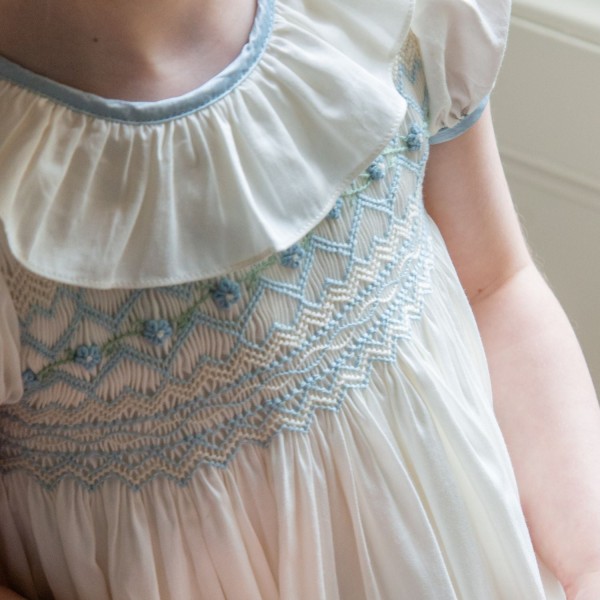 Diana Special Occasion Dress with Forget Me Not Hand Smocking Diana Special Occasion Dress with Forget Me Not Hand Smocking