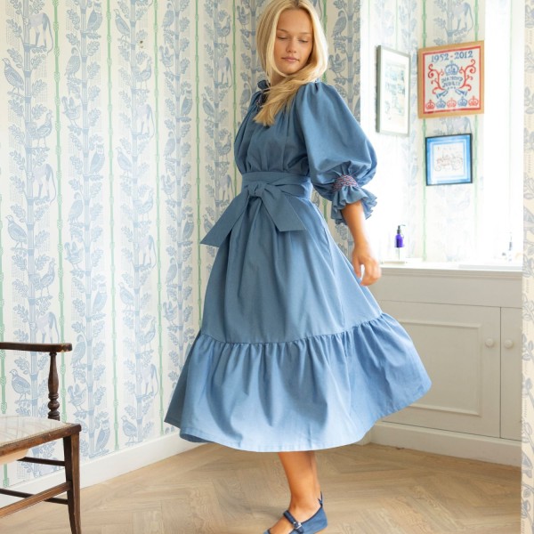 Ada Lovelace Dress Chambray with Berries and Cream Hand Smocking Ada Lovelace Dress Chambray with Berries and Cream Hand Smocking