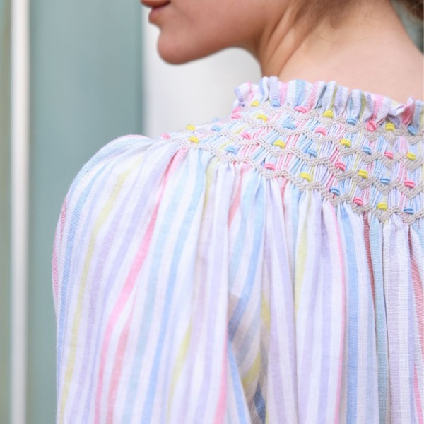Cleopatra Blouse Pastel Rainbow with Lucky Charm Hand Smocking Edition 41 Cleopatra Blouse Pastel Rainbow with Lucky Charm Hand Smocking Edition 41