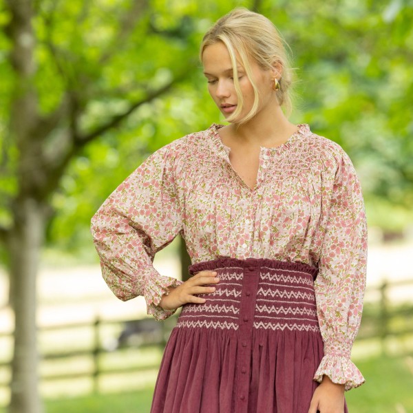 Cleopatra Blouse with Hedgerow Haze Hand Smocking made with Liberty Poppies and Daisies Edition 30 Cleopatra Blouse with Hedgerow Haze Hand Smocking made with Liberty Poppies and Daisies Edition 30