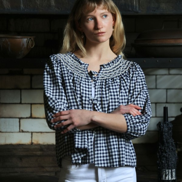 Cleopatra Jacket Schoolhouse Gingham with Chalk Hand Smocking Edition 5 Cleopatra Jacket Schoolhouse Gingham with Chalk Hand Smocking Edition 5